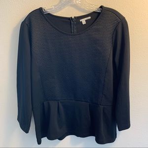 Halogen Mixed Material Zip Back Ruffle Shirt L